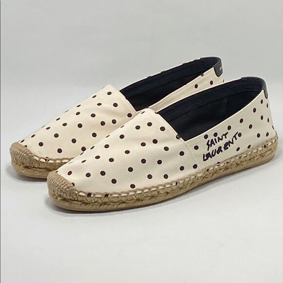 Saint Laurent Signature logo Polka Dot Espadrilles size 39.5 - Picture 2 of 12